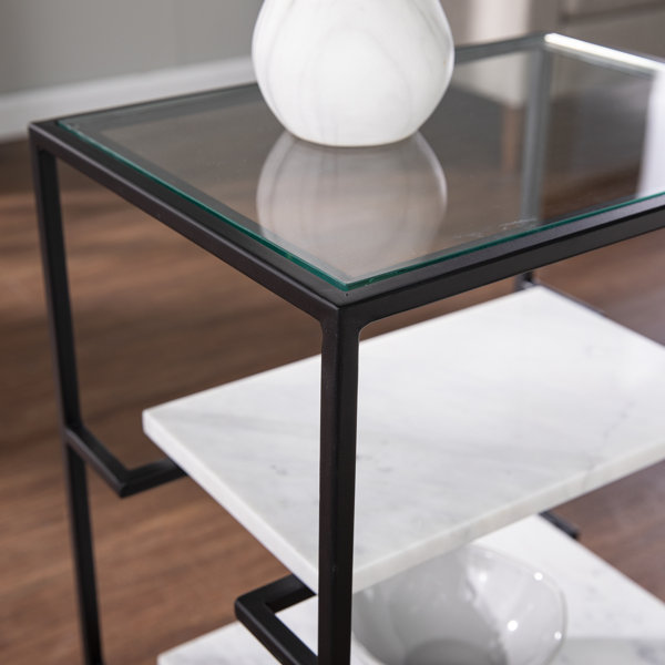 Latitude Run® Glass Top Frame End Table with Storage & Reviews Wayfair